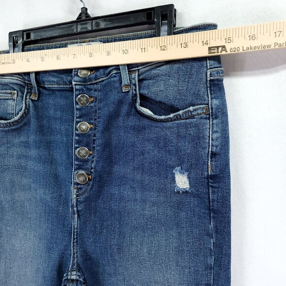 We the Free Cropped Jeans Women’s 30 Skinny Wash High Rise Button Fly Distress - Picture 3 of 13